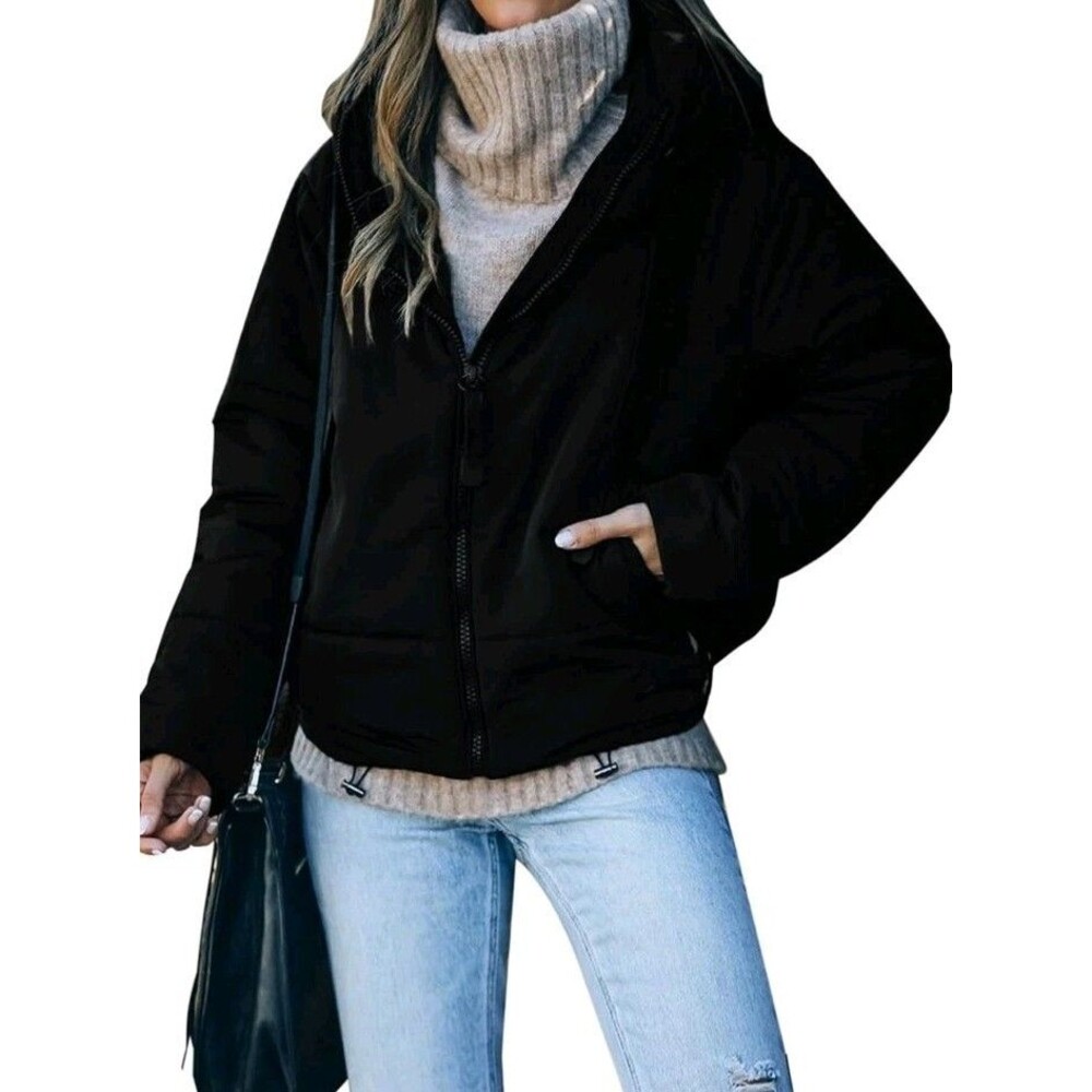 NWT Dokotoo Womens  Winter Full Zipper Hooded Puffer Jacket Short Coat Size S
